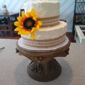 Stucco Burlap and Lace Wedding Cake