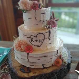 Birch Tree with Heart Wedding Cake
