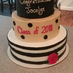Dots and Stripes Graduation Cake