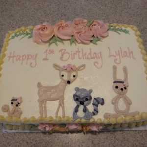 Woodland Critter and Flowers Cake