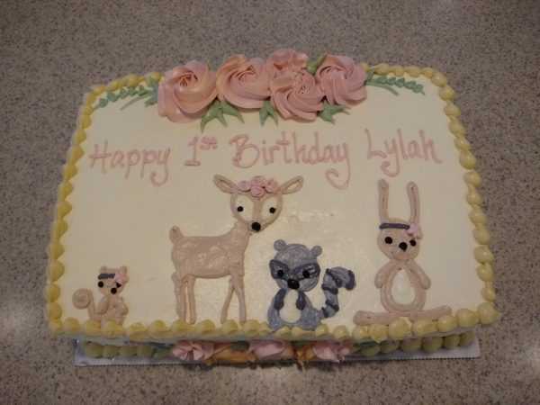 Woodland Critter and Flowers Cake