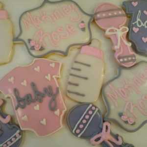 Pink and Gray Baby Shower Cookies