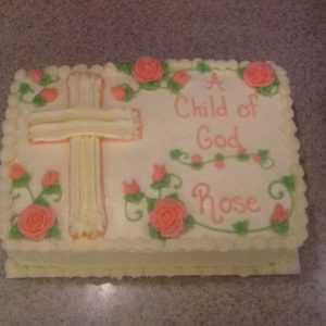 Pink Roses and Cross Cake