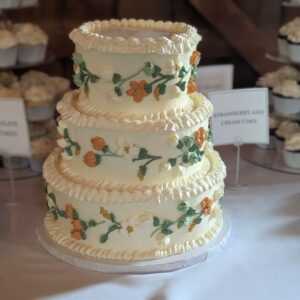 Hand-piped floral tiered cake