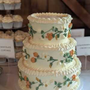 Ruffles and Flowers Wedding Cake