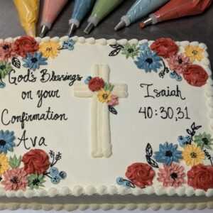 Bible Verse with Flowers Confirmation Cake