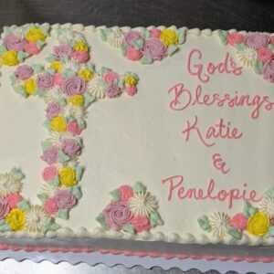 Florals and Cross Cake