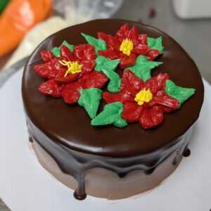 Triple Chocolate Poinsettia Cake